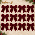 talnevi™ Velvet Christmas Tree Bows, Set of 12, 5 Inch Ribbon Ornaments with Long Tails, Holiday Wreath & Garland Accents