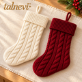 talnevi™ Cable Knit Christmas Stockings, Set of 2, 18 Inch Hanging Holiday Stockings with Fold-Over Cuffs
