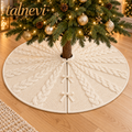 talnevi™ Cable Knit Christmas Tree Skirt, 48 Inch, Round Holiday Tree Base Cover with Tie Closures
