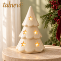 talnevi™ Light-Up Ceramic Christmas Tree, 10 Inch, Cutout Star Design, Battery Operated LED Tabletop Decoration