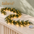 talnevi™ Pre-Lit Artificial Cedar Christmas Garland, 6 ft, 40 Warm White LEDs, Indoor Mantel & Stair Railing Decor